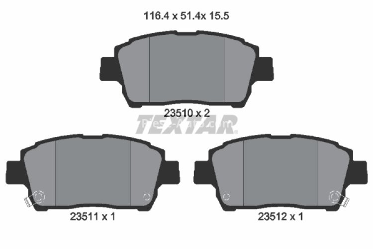 Set plăcuțe frână TEXTAR, față, pentru: TOYOTA BB I, CELICA, COROLLA, COROLLA VERSO, IST, PRIUS, WILL CYPHA I, YARIS, YARIS VERSO 1.0-1.8 04.99-06.13