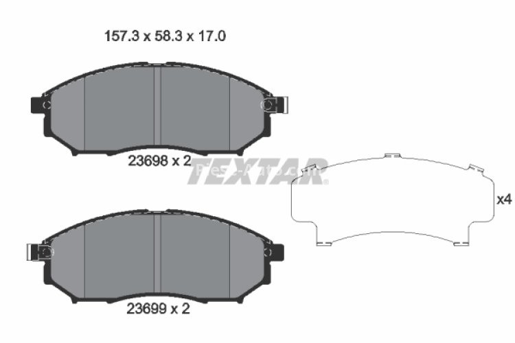 Set plăcuțe frână TEXTAR, față, pentru:  NISSAN PATHFINDER III 2.5-4.5 02.01-