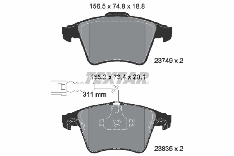 Set plăcuțe frână TEXTAR, față, pentru: VW TOUAREG 2.5D-6.0 10.02-05.10