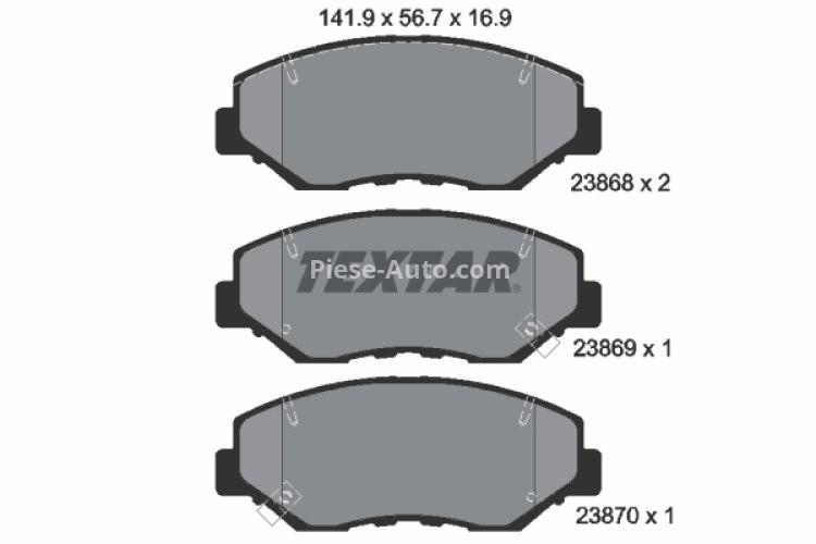 Set plăcuțe frână TEXTAR, față, pentru: HONDA ACCORD VII, CIVIC IX, CIVIC X, CR-V II, CR-V IV, ELEMENT, PILOT 1.0-3.5 09.01-