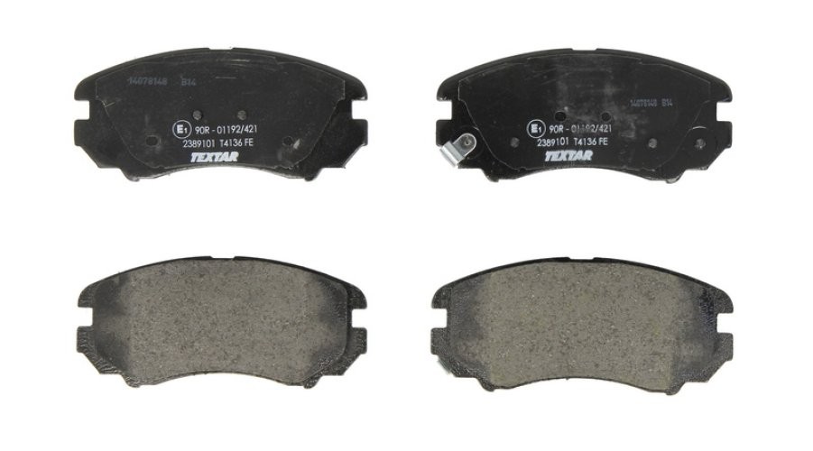 Set plăcuțe frână TEXTAR, față, pentru: HYUNDAI COUPE II, ELANTRA III, ELANTRA IV, SONATA IV, SONATA V, TIBURON, TUCSON, TUCSON/SUV; KIA MAGENTIS I, MAGENTIS II, OPTIMA, SOUL I 1.6-3.3 03.98-