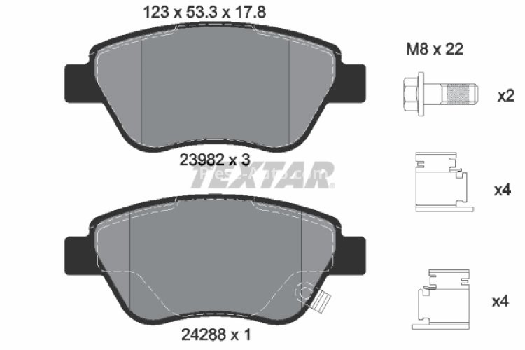 Set plăcuțe frână TEXTAR, față, pentru: FIAT DOBLO/MINIVAN; OPEL ADAM, CORSA D, CORSA D/HATCHBACK 1.0-1.9D 07.03-