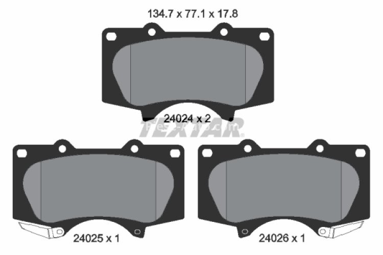 Set plăcuțe frână TEXTAR, față, pentru: MITSUBISHI PAJERO IV, PAJERO SPORT II; TOYOTA 4 RUNNER IV, FORTUNER, HILUX, HILUX VII, LAND CRUISER PRADO, TACOMA, TUNDRA 2.5D-4.7 02.99-