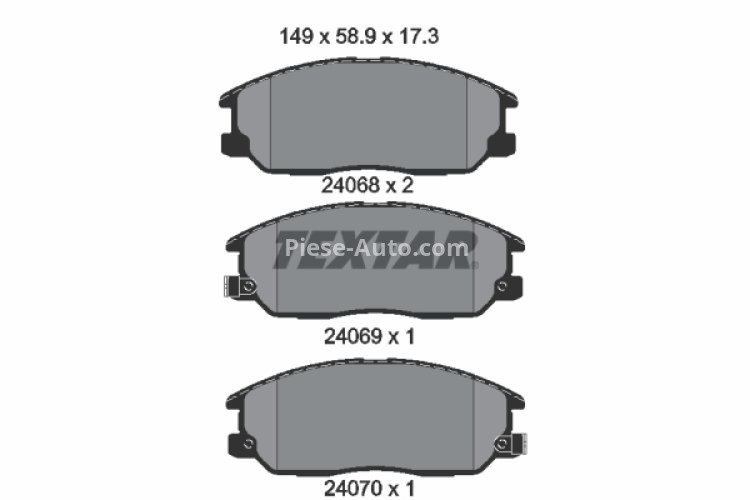 Set plăcuțe frână TEXTAR, față, pentru: KIA SORENTO I; SUZUKI IGNIS II 1.5-3.5 08.02-
