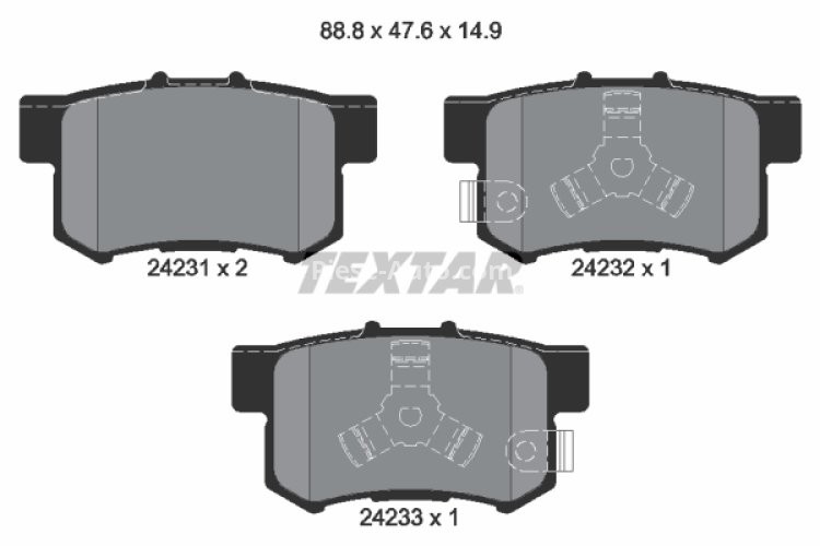 Set plăcuțe frână TEXTAR, spate, pentru: HONDA ACCORD IX, CIVIC III, CIVIC IV, CROSSTOUR I, CR-V II, CR-V III, CR-V IV, CR-V V, FR-V, STREAM 1.5-3.5 03.86-