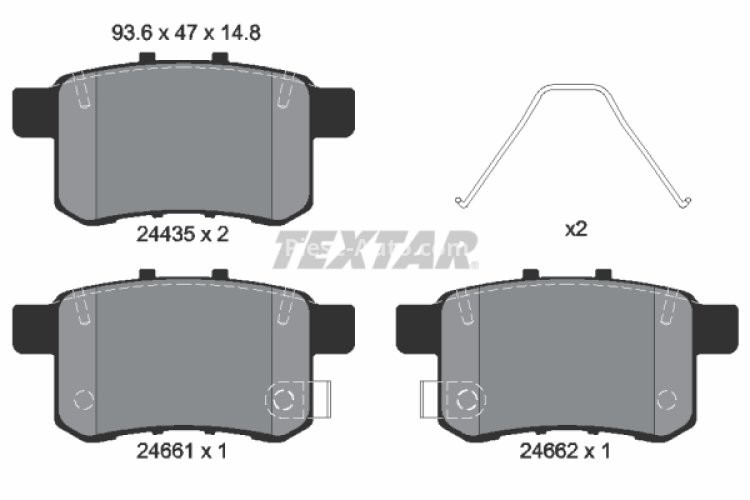 Set plăcuțe frână TEXTAR, spate, pentru: HONDA ACCORD IX, ACCORD VIII, CIVIC III, CIVIC IV 1.5-3.5 03.86-