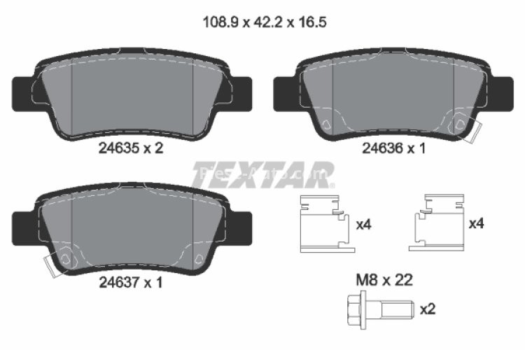 Set plăcuțe frână TEXTAR, spate, pentru: HONDA CR-V III, CR-V IV 1.6D-2.4 06.06-