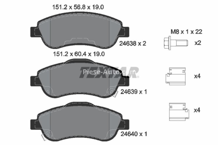 Set plăcuțe frână TEXTAR, față, pentru: HONDA CR-V III, CR-V IV 1.6D-2.4 06.06-
