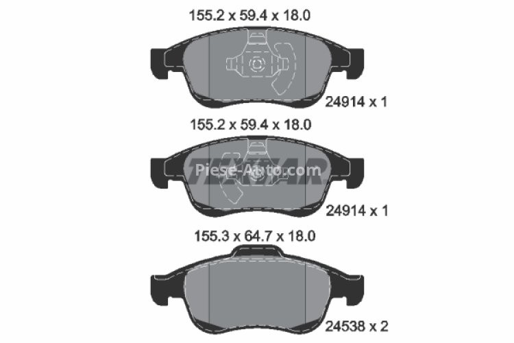 Set plăcuțe frână TEXTAR, față, pentru: DACIA DOKKER, DOKKER EXPRESS/MINIVAN, DUSTER, DUSTER/SUV, LODGY, SANDERO III; MITSUBISHI ASX; NISSAN JUKE, TERRANO, TOWNSTAR 1.0-Electric 11.08-