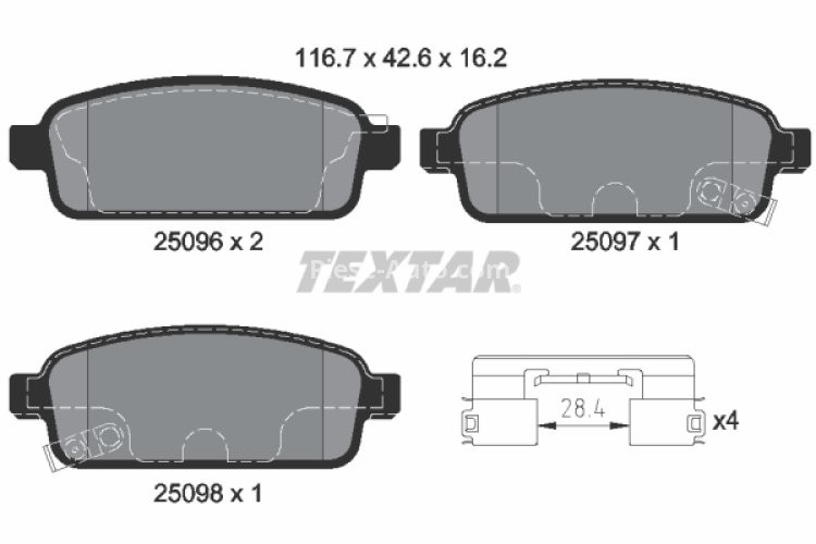 Set plăcuțe frână TEXTAR, spate, pentru: OPEL AMPERA, ASTRA H CLASSIC, ASTRA J, ASTRA J GTC, CASCADA, MOKKA / MOKKA X, ZAFIRA C 1.3D-2.0D 01.09-