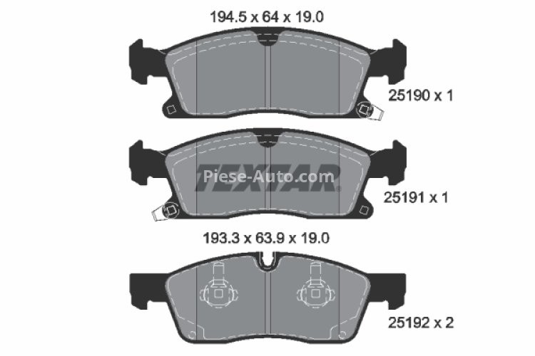 Set plăcuțe frână TEXTAR, față, pentru: DODGE DURANGO; JEEP GRAND CHEROKEE, GRAND CHEROKEE IV 3.0D-6.4 11.10-