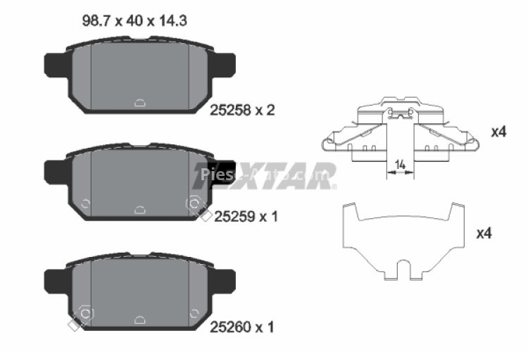Set plăcuțe frână TEXTAR, spate, pentru: SUZUKI BALENO, S-CROSS, SWIFT IV, SWIFT V, SX4 S-CROSS, VITARA; TOYOTA YARIS 1.0-1.6D 11.05-