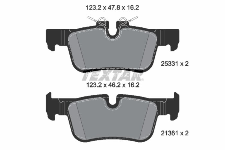 Set plăcuțe frână TEXTAR, spate, pentru: BMW 1 (F40), 2 (F45), 2 GRAN COUPE (F44), 2 GRAN TOURER (F46), 2 GRAN TOURER VAN (F46), I3 (I01), X1 (F48), X2 (F39); MINI (F55) 0.65H-Electric 08.13-