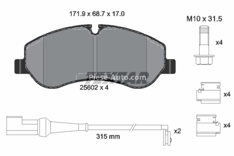 Set plăcuțe frână TEXTAR, față, (cu accesorii; cu suruburi ghidare etrier frână), pentru: FORD TOURNEO CUSTOM V362, TRANSIT, TRANSIT CUSTOM V362, TRANSIT V363 1.0H-2.2D 10.11-