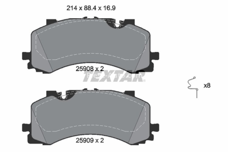 Set plăcuțe frână TEXTAR, față, pentru: AUDI A6 ALLROAD C8, A6 C8, A7, A8 D5, Q7, Q8; VW TOUAREG 2.0-4.0H 01.15-