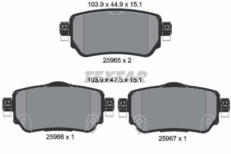 Set plăcuțe frână TEXTAR, spate, pentru: NISSAN LEAF, QASHQAI II, X-TRAIL III; RENAULT KADJAR, KOLEOS II 1.2-Electric 11.13-