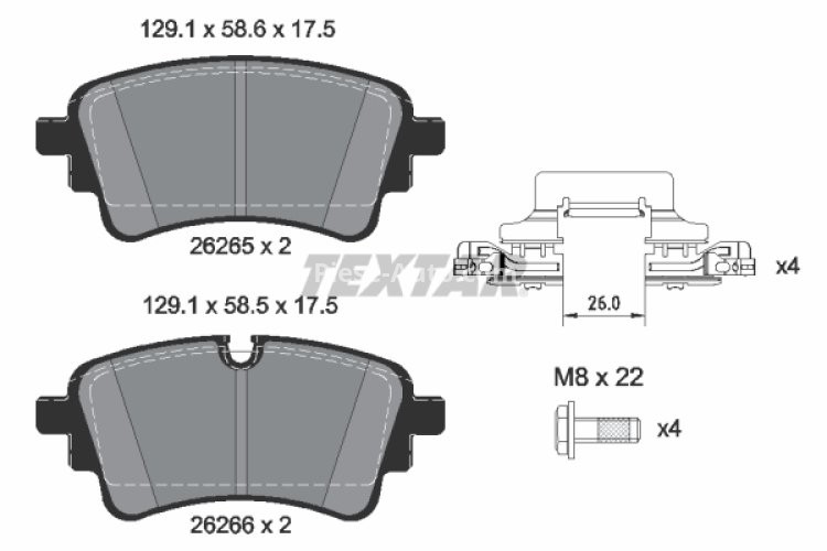 Set plăcuțe frână TEXTAR, spate, pentru: AUDI A4 B9, A5, A6 ALLROAD C8, A6 C8, A7, A8 D5, Q5, Q7; VW TOUAREG 2.0-4.0H 01.15-