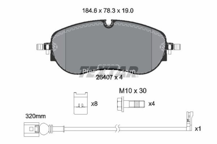 Set plăcuțe frână TEXTAR, față, (cu suruburi ghidare etrier frână), pentru: AUDI Q4; SKODA ENYAQ IV; VW ID. BUZZ, ID.4, ID.5 Electric 05.20-
