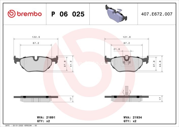 Set plăcuțe frână BREMBO, spate , pentru: BMW 3 (E46), Z1, Z3 (E36), Z4 (E85), Z4 (E86); MG MG 6, MG X-POWER, MG ZT, MG ZT- T; ROVER 75, 75 I 1.6-5.0 06.88-
