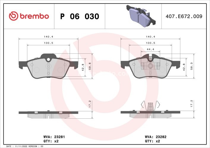 Set plăcuțe frână BREMBO ,față, pentru: MINI (R50, R53), (R52) 1.4D/1.6 06.01-07.08