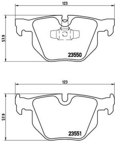 Set plăcuțe frână BREMBO, spate , pentru: BMW 3 (E90), 3 (E91), 3 (E92), 3 (E93), X1 (E84) 2.0D-3.0D 12.04-12.13