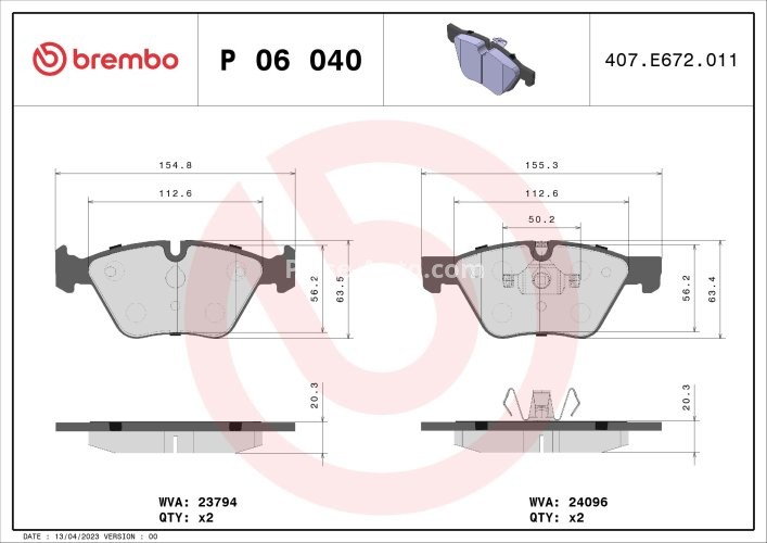 Set plăcuțe frână BREMBO ,față, pentru: BMW 1 (E81), 1 (E82), 1 (E87), 1 (E88), 3 (E90), 3 (E91), 3 (E92), 3 (E93) 1.6-3.0 06.04-12.13