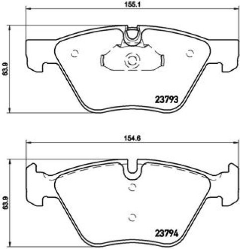 Set plăcuțe frână BREMBO ,față, (cu tampon amortizare; fara optionale), pentru: BMW 5 (E60), 5 (E61), X1 (E84) 2.0-3.0 07.03-08.11
