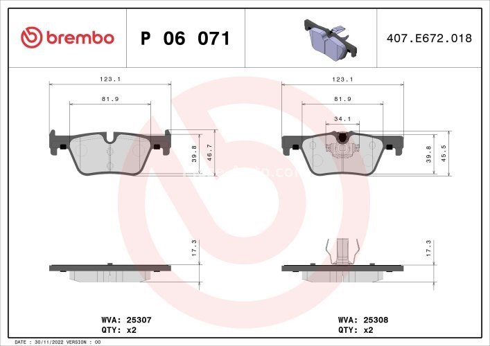 Set plăcuțe frână BREMBO, spate , pentru: BMW 1 (F20), 1 (F21), 2 (F22, F87), 2 (F23), 3 (F30, F80), 3 (F31), 3 GRAN TURISMO (F34), 4 (F32, F82), 4 (F33, F83), 4 GRAN COUPE (F36) 1.5-3.0H 09.10-