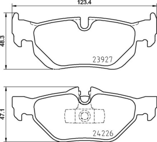 Set plăcuțe frână BREMBO, spate , pentru: BMW 1 (E81), 1 (E87), 1 (E88), 3 (E90), 3 (E91), 3 (E92), 3 (E93) 2.0/2.0D/3.0 09.05-12.13