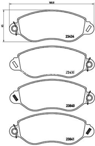 Set plăcuțe frână BREMBO ,față, (cu suruburi ghidare etrier frână; fara optionale), pentru: FORD TRANSIT 2.0D 08.00-05.06