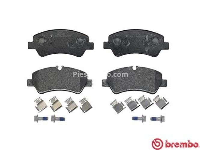 Set plăcuțe frână BREMBO ,spate (cu suruburi ghidare etrier frână), pentru: FORD TOURNEO CUSTOM V362, TRANSIT CUSTOM V362, TRANSIT V363 1.0H-2.2D 04.12-