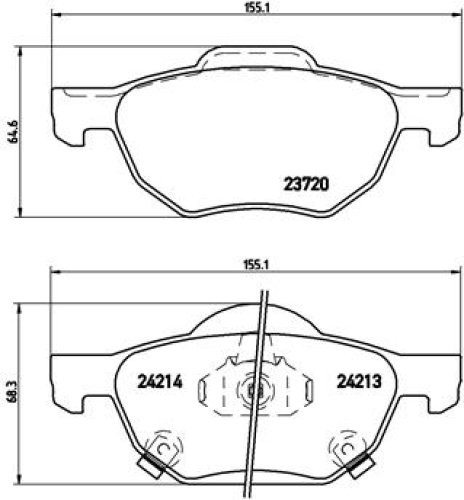 Set plăcuțe frână BREMBO ,față, pentru: HONDA ACCORD VII 2.0/2.2D/2.4 02.03-05.08