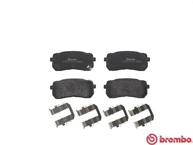 Set plăcuțe frână BREMBO, spate , pentru: HYUNDAI H-1 CARGO, H-1 TRAVEL, IX55; KIA CARNIVAL II, CARNIVAL III, SORENTO III 2.0D-3.8 10.01-