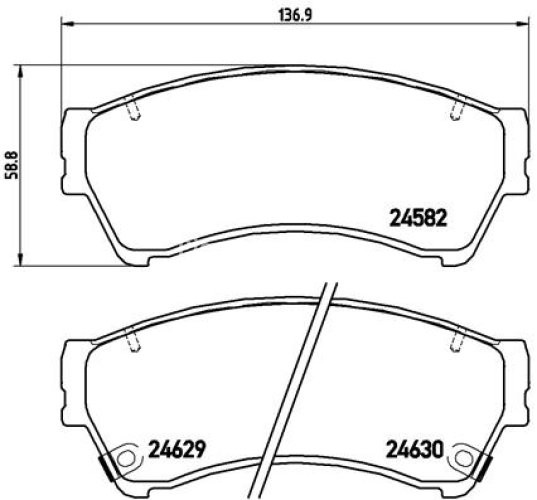 Set plăcuțe frână BREMBO ,față, (fara optionale), pentru: MAZDA 6 1.8-2.5 08.07-07.13