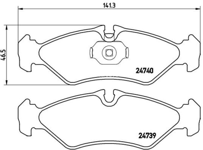 Set plăcuțe frână BREMBO, spate , pentru: MERCEDES SPRINTER 2-T (B901, B902); VW LT 28-35 II, LT 28-46 II 2.1D-2.9D 01.95-07.06
