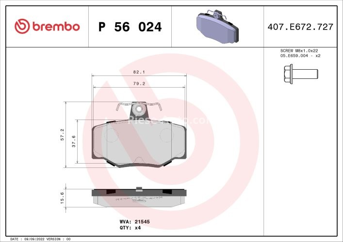 Set plăcuțe frână BREMBO, spate , pentru: NISSAN ALMERA II, ALMERA TINO, PRIMERA 1.5-2.2D 06.90-11.06