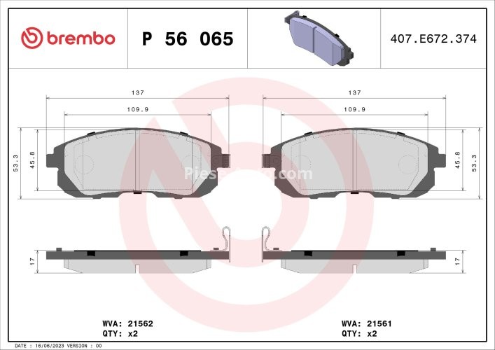 Set plăcuțe frână BREMBO ,față, pentru: NISSAN CUBE, JUKE, MAXIMA / MAXIMA QX V, PULSAR, SENTRA VII, TEANA I, TEANA II, TEANA III, TIIDA 1.2-3.5 03.00-