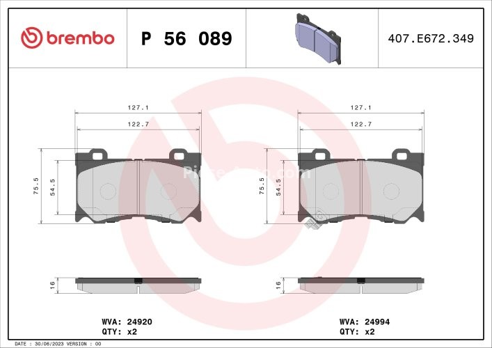 Set plăcuțe frână BREMBO ,față, pentru: NISSAN 370Z 2.0-5.6 09.07-