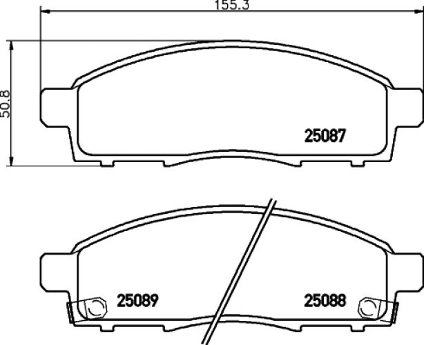 Set plăcuțe frână BREMBO ,față, (fara optionale), pentru: NISSAN NV200, NV200 / EVALIA 1.5D/1.6/Electric 02.10-