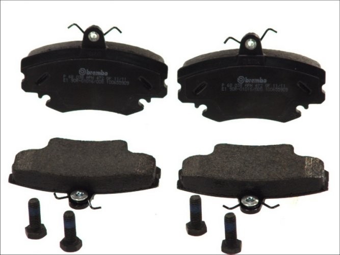 Set plăcuțe frână BREMBO ,față, (cu suruburi ghidare etrier frână), pentru: DACIA LOGAN, LOGAN MCV, SANDERO; PEUGEOT 205 I, 205 II, 309 I, 309 II; RENAULT 11, 18 1.0-Electric 05.77-