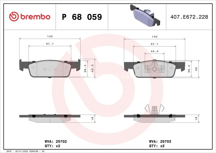 Set plăcuțe frână BREMBO ,față, pentru: DACIA LOGAN II, LOGAN MCV II, SANDERO II; RENAULT CLIO IV, CLIO IV/HATCHBACK, CLIO IV/KOMBI, SANDERO/STEPWAY II, THALIA III, TWINGO III 0.9-Electric 10.12-