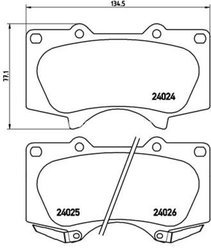 Set plăcuțe frână BREMBO ,față, (fara optionale), pentru: TOYOTA 4 RUNNER IV, 4 RUNNER V, FJ CRUISER, FORTUNER, HILUX VIII, LAND CRUISER, LAND CRUISER PRADO 2.4D-5.7 11.02-
