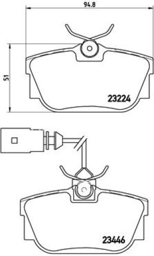 Set plăcuțe frână BREMBO, spate , pentru: VW TRANSPORTER T4 1.8-2.8 07.90-06.03