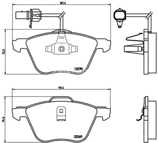 Set plăcuțe frână BREMBO ,față, pentru: FORD GALAXY I, GALAXY MK I; SEAT ALHAMBRA; VW CALIFORNIA T4 CAMPER, SHARAN, TRANSPORTER T4 1.8-2.8 07.90-03.10
