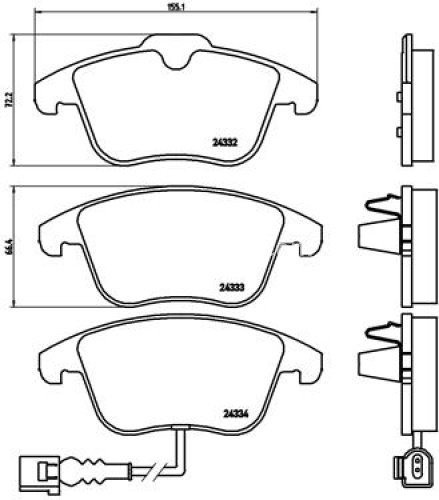 Set plăcuțe frână BREMBO ,față, pentru: AUDI Q3; SEAT ALHAMBRA; VW SHARAN, TIGUAN 1.4-2.5 09.07-