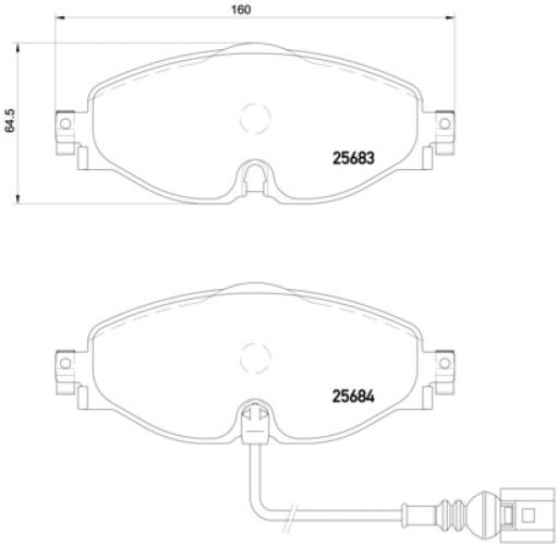Set plăcuțe frână BREMBO ,față, (cu suruburi ghidare etrier frână; fara optionale), pentru: AUDI A3, Q2, Q3, TT; CUPRA FORMENTOR, LEON; SEAT ATECA, LEON, LEON SC 1.0-Electric 11.07-