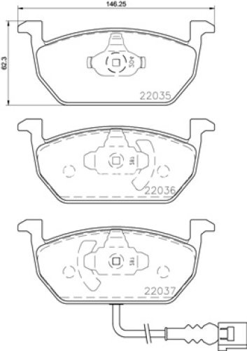 Set plăcuțe frână BREMBO ,față, pentru: AUDI A3; SEAT LEON, LEON SC, LEON ST; SKODA OCTAVIA III; VW GOLF ALLTRACK VII, GOLF SPORTSVAN VII, GOLF VII 1.0-2.0D 08.12-