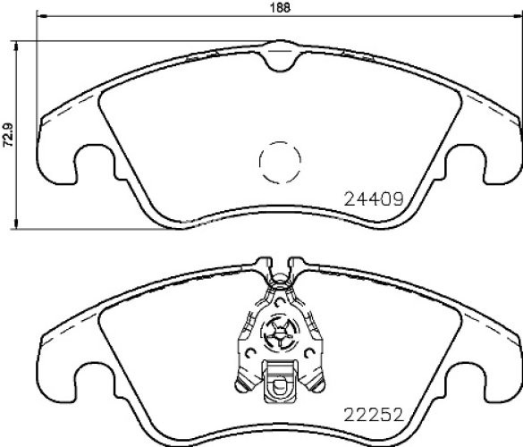Set plăcuțe frână BREMBO ,față, (cu suruburi ghidare etrier frână), pentru: AUDI A4 B8, A5, A6 ALLROAD C7, A6 C7, A7, Q5 1.8-4.0 06.07-09.18