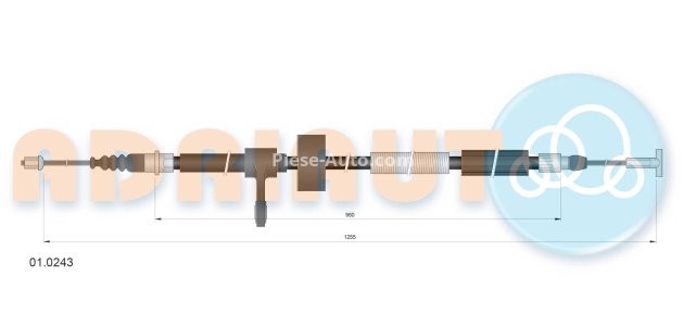 Cablu frână de mână ADRIAUTO, spate, stânga (1255mm /980mm) pentru: ALFA ROMEO 156, GT 1.6-3.2 02.97-09.10