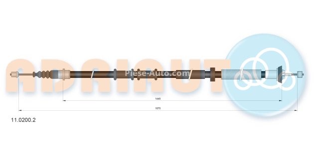 Cablu frână de mână ADRIAUTO, spate, dreapta (1670mm /1445mm) pentru: ALFA ROMEO MITO; FIAT GRANDE PUNTO 1.3D-1.9D 10.05-